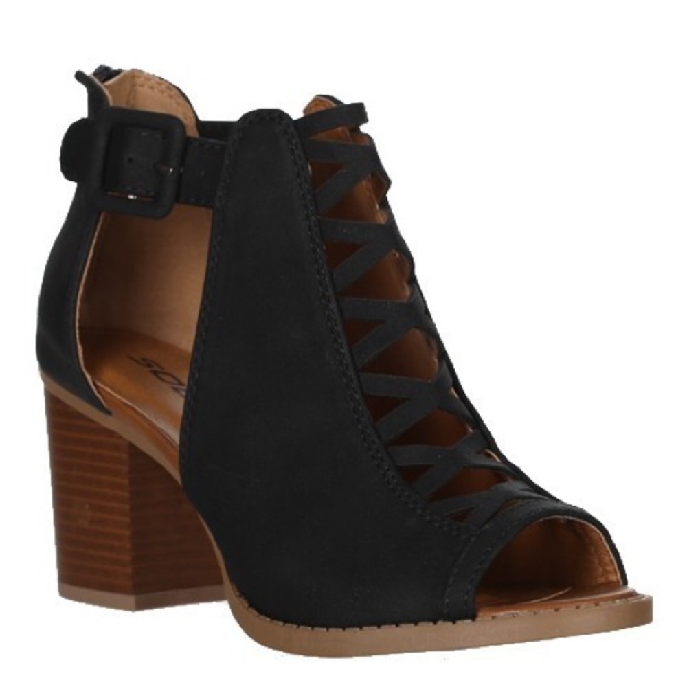 Peep toe Faux Suade Bootie - Picture 2 of 5